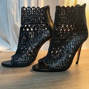 ZARA Black peep-toe booties